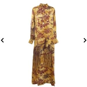 F.R.S For Restless Sleepers Aura Printed Sateen Maxi Dress 10-12 Pheasant Nature